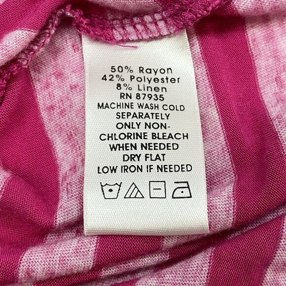 LORI GOLDSTEIN Tunic 3/4 Sleeve Pocket Sz S Pink Stripped Lagenlook 55-12 - Picture 9 of 9